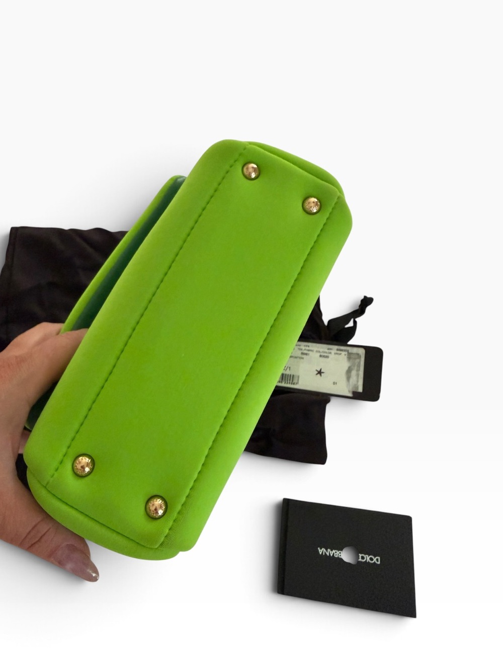 Dolce & Gabbana Neon Green Small Sicily Top-Handle Satchel w/ green leader Trim - Picture 5 of 8